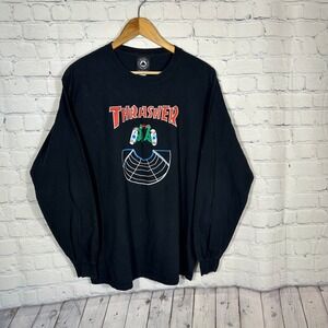 Thrasher Skateboarding Turtles Long Sleeve Shirt Mens Large Black Skate Tee L